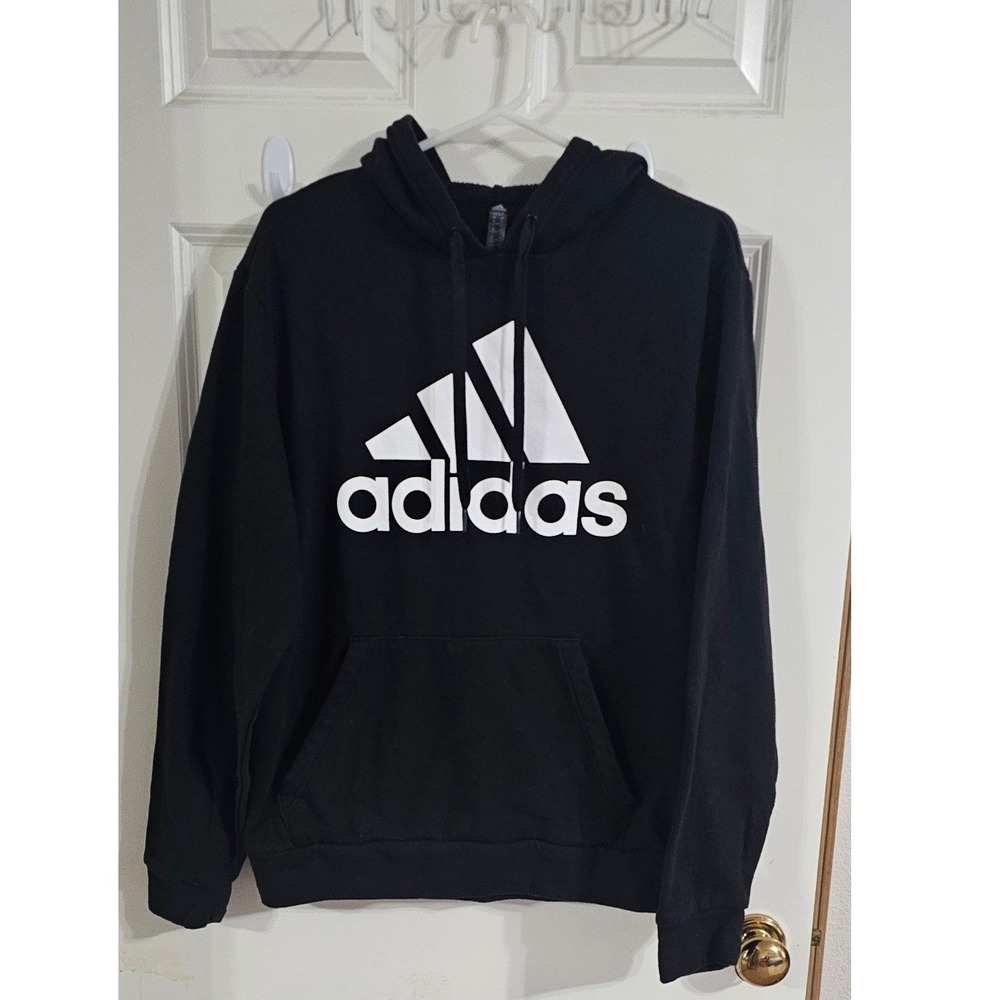 Adidas‎ Golf Mens Black Fleece Hoodie Sweatshirt White Logo Size Medium